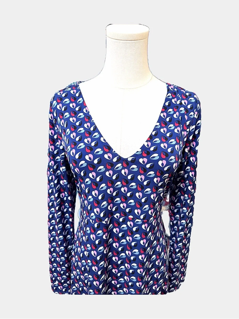 Motherhood Maternity Medium Navy Print Long Sleeve Empire Waist Dress